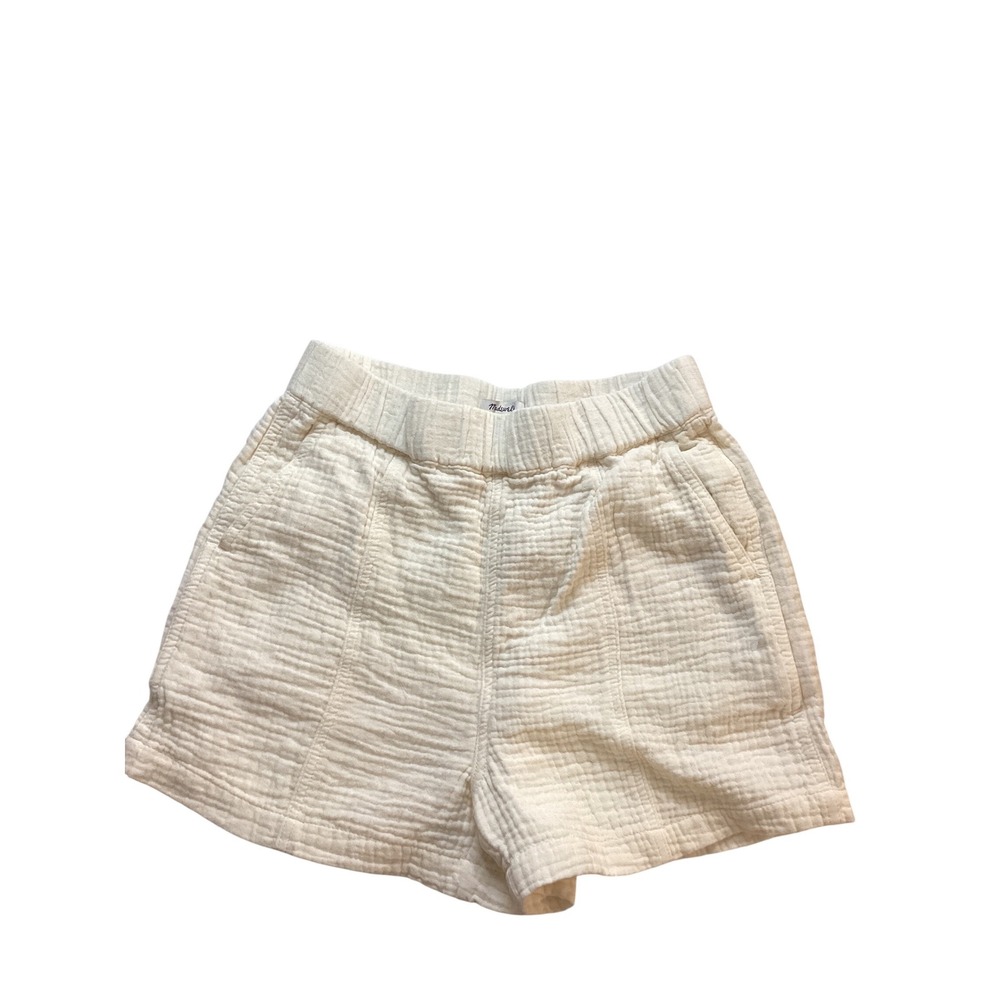 Madewell Women White Cotton Double-Gauze Pull-On Shorts Small‎ Cream High Rise